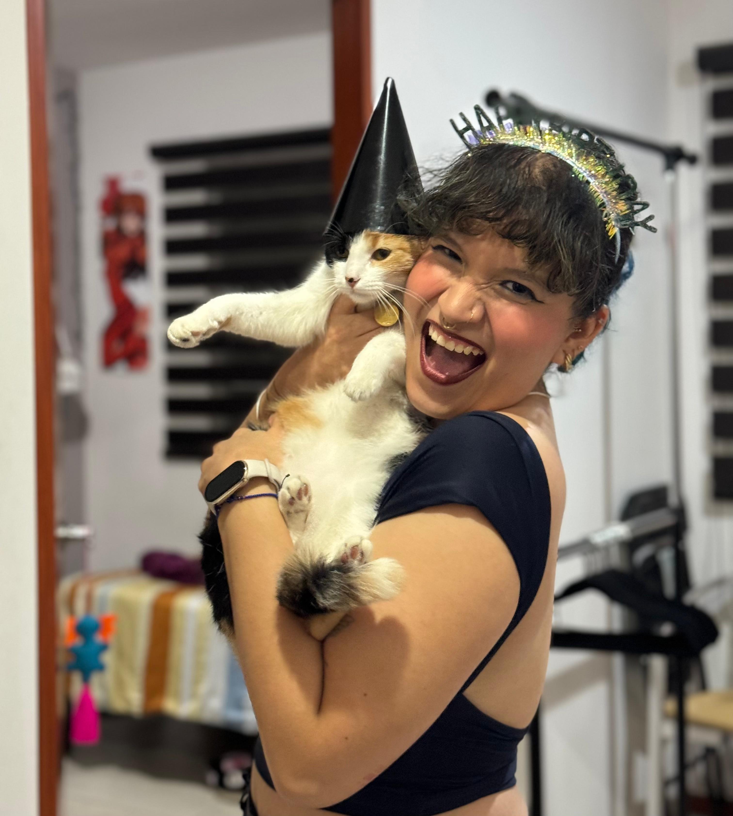 Alicia with her cat